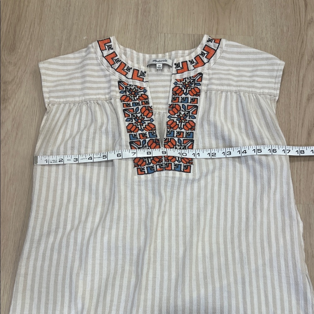 Madewell XS Embroidered Striped Women's Top - Picture 4 of 6